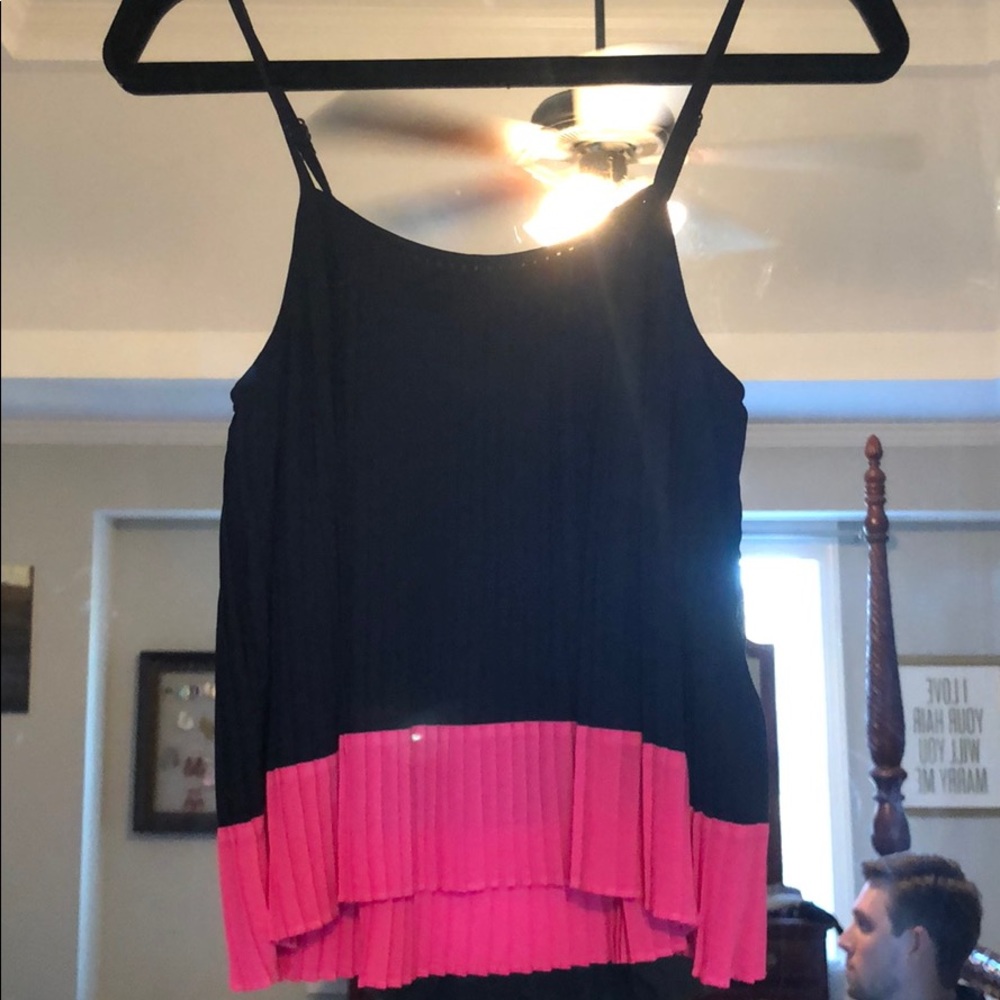 Blue and Pink Pleated Tank